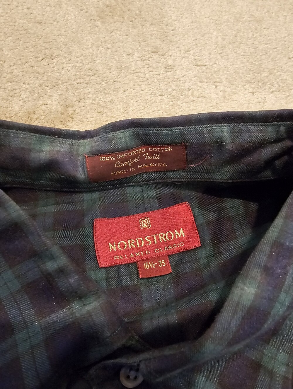Nordstrom Relaxed Plaid Button-Up Shirt - Green/Navy